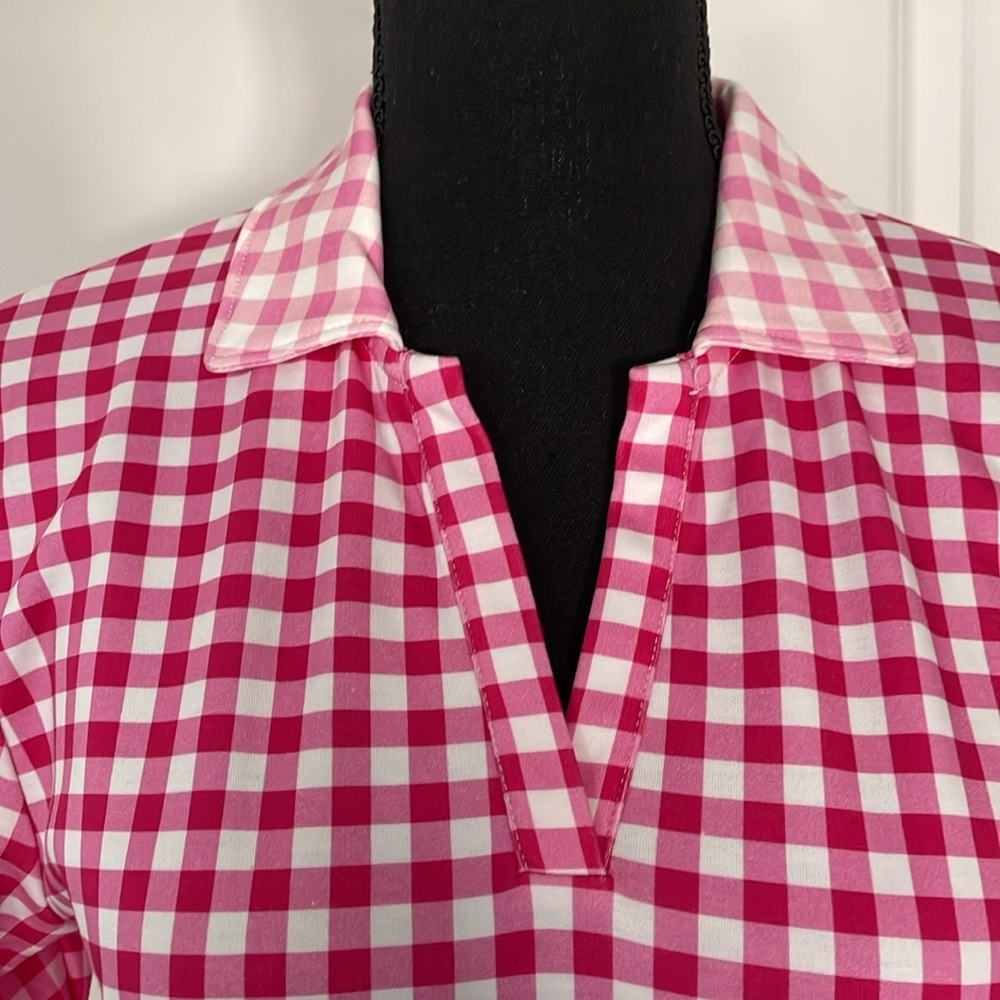 Draper James Lands End Polo Dress Size M Pink Gingham Coastal Grandma Preppy
